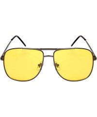 Square Men's Metal Sunglasses w/Night Driving Lens and Spring Hinges 1209S-ND - Matte Gunmetal Frame/Night Driving - CX1884WW...