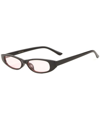 Rectangular Thick Frame Rectangular Oval Sunglasses - Pink Black - CJ1986LHRH4 $17.79