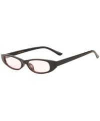 Rectangular Thick Frame Rectangular Oval Sunglasses - Pink Black - CJ1986LHRH4 $17.79