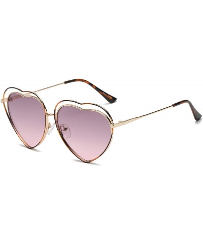 Goggle Women Metal Funky Hispter Heart Shape Mirrored UV Protection Fashion Sunglasses - Lavender - C318WU4QXU0 $38.86