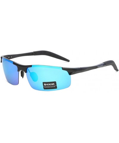 Sport Aluminum Magnesium Metal Glasses High Definition Polarizing Driver's Sunglasses for Outdoor Sports - Black / Blue - CZ1...