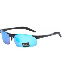 Sport Aluminum Magnesium Metal Glasses High Definition Polarizing Driver's Sunglasses for Outdoor Sports - Black / Blue - CZ1...