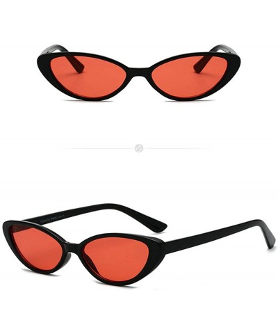 Round retro small round frame female cat glasses fashion luxury brand designer men's sunglasses - Black Red - CD1938CZMKK $13.96