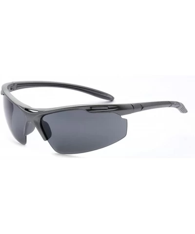 Sport Half Framed Outdoors Sports Sunglasses UV400 - Grey Black - CQ12KW90FB9 $18.83