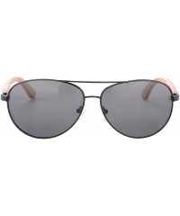 Aviator Handmade Polarized Wood Sunglasses Classic Wooden Sun Glasses UV400 Protection - 1538 - Black - CN188Y0OOOR $39.19