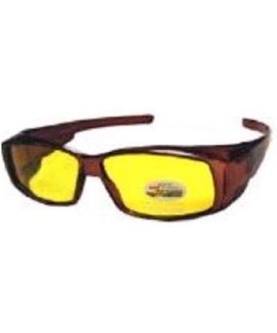 Oversized Polarized Night Driving Sunglasses Aviator Sport Wrap Motorcycle Glasses - Brown - CF188K700IO $25.60