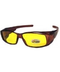 Oversized Polarized Night Driving Sunglasses Aviator Sport Wrap Motorcycle Glasses - Brown - CF188K700IO $15.49