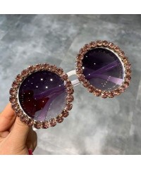 Goggle Fashion Luxury Round Sunglasses Women Vintage Oversized Rhinestone Sun Glasses Men Eyewear Oculos De Sol UV400 - CS198...