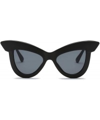 Rectangular Vintage Cat Eye Sunglasses Women's Plastic Frame UV400 - Gray Black - C718N78C8Q7 $18.42