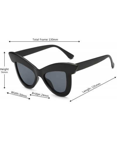 Rectangular Vintage Cat Eye Sunglasses Women's Plastic Frame UV400 - Gray Black - C718N78C8Q7 $12.12