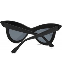 Rectangular Vintage Cat Eye Sunglasses Women's Plastic Frame UV400 - Gray Black - C718N78C8Q7 $18.42