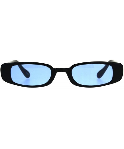 Rectangular Womens Mod Narrow Rectangular Pimp Color Lens Plastic Sunglasses - Blue - CQ180K8XKG9 $19.04