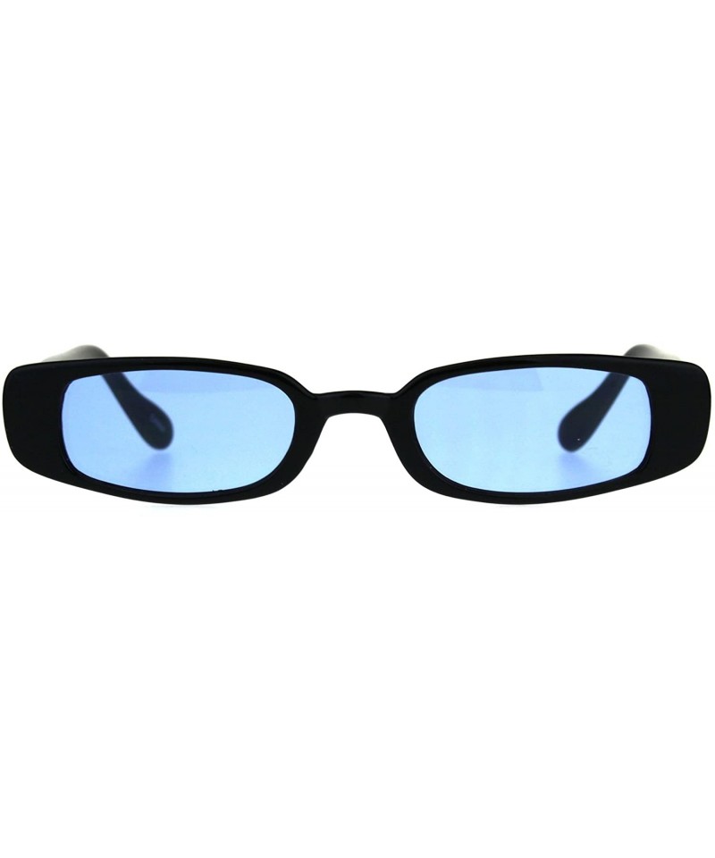 Rectangular Womens Mod Narrow Rectangular Pimp Color Lens Plastic Sunglasses - Blue - CQ180K8XKG9 $10.81