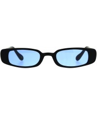 Rectangular Womens Mod Narrow Rectangular Pimp Color Lens Plastic Sunglasses - Blue - CQ180K8XKG9 $10.81