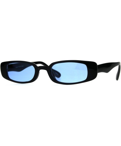 Rectangular Womens Mod Narrow Rectangular Pimp Color Lens Plastic Sunglasses - Blue - CQ180K8XKG9 $10.81