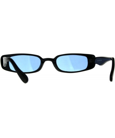 Rectangular Womens Mod Narrow Rectangular Pimp Color Lens Plastic Sunglasses - Blue - CQ180K8XKG9 $10.81