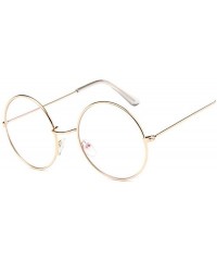 Oval Fashion Round Vintage Glasses Frame Women Lunette Metal Clear Lens Optical Transparent Female Mirror Plain - Gold - CX19...