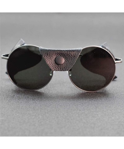 Shield Steampunk Inspired Metal Classic Mountaineering glacier Unisex-Adult circular Sunglasses - Black - CM198R7SW5A $32.28