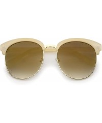 Rimless Oversize Transparent Half-Frame Mirrored Flat Lens Round Sunglasses 68mm - Creme-gold / Gold Mirror - CU12MA5SIF4 $10.00