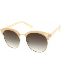 Rimless Oversize Transparent Half-Frame Mirrored Flat Lens Round Sunglasses 68mm - Creme-gold / Gold Mirror - CU12MA5SIF4 $10.00