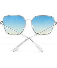 Oversized Retro Oversized Sunglasses for Women Square Metal Frame Candy Color Lens - Silver Frame / Green Yellow Lens - CP192...
