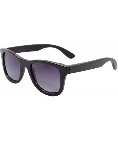 Wayfarer Polarized Bamboo Wood Sunglasses UV400 Protection-TY6016/6026 - Bamboo Black - C418I5L2DMX $33.53