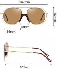 Square New Ocean Trend Sunglasses Fashion Hollow Ladies Luxury Men's Metal Sunglasses UV400 - Brown - C2194RZHHH0 $10.12