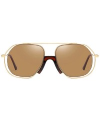 Square New Ocean Trend Sunglasses Fashion Hollow Ladies Luxury Men's Metal Sunglasses UV400 - Brown - C2194RZHHH0 $10.12