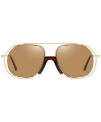 Square New Ocean Trend Sunglasses Fashion Hollow Ladies Luxury Men's Metal Sunglasses UV400 - Brown - C2194RZHHH0 $10.12