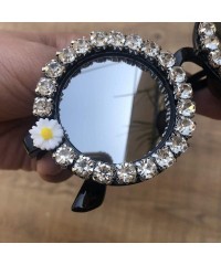 Round Round Women Sparkling Crystal Diamond Sunglasses Thick Frame - C1 - CL18XI3KXCE $20.52