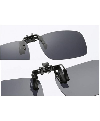 Rectangular Clip On Sunglasses Mens/Womens Flip-Up Polarised Sun Lenses For Driving/Fishing - Color2 - CB18OX4X2IQ $10.42