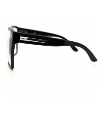 Rectangular Super Oversized Nerdy Squared Geeky Clear Lens Fashion Eye Glasses - Black Silver - C611D2XKMQB $12.12