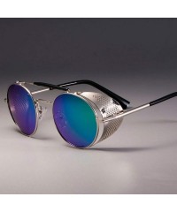Goggle Zml14 Retro Round Metal Sunglasses Steampunk Men Women Glasses Oculos De Sol Shades UV Protection - Black Black - C419...