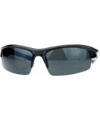 Sport All Black Baseball Half Rim Aerodynamic Warp Sport Sunglasses - CR121V6NGLX $8.37