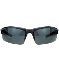 Sport All Black Baseball Half Rim Aerodynamic Warp Sport Sunglasses - CR121V6NGLX $8.37