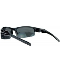 Sport All Black Baseball Half Rim Aerodynamic Warp Sport Sunglasses - CR121V6NGLX $8.37