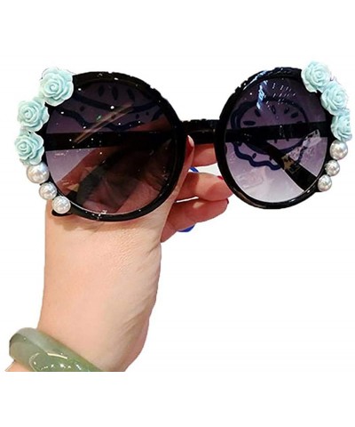 Round Women Fashion Beach Flower Decor Round Frame Sunglasses Sunglasses - Type 24 - CE199HU52RI $40.79