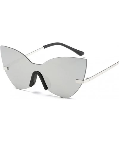 Goggle Rimless Sunglasses for Women Trendy Candy Color Oversized Glasses Metal Frame - Grey - CX18CROEQ4L $18.20