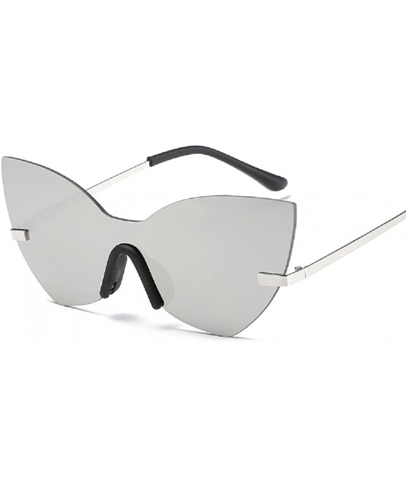 Goggle Rimless Sunglasses for Women Trendy Candy Color Oversized Glasses Metal Frame - Grey - CX18CROEQ4L $10.09