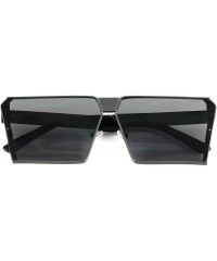 Square Oversized Flat Top Metal Square Sleek Retro Mirrored Oceanic Lens Sunglasses - Black/Black - CG18GGET746 $10.03