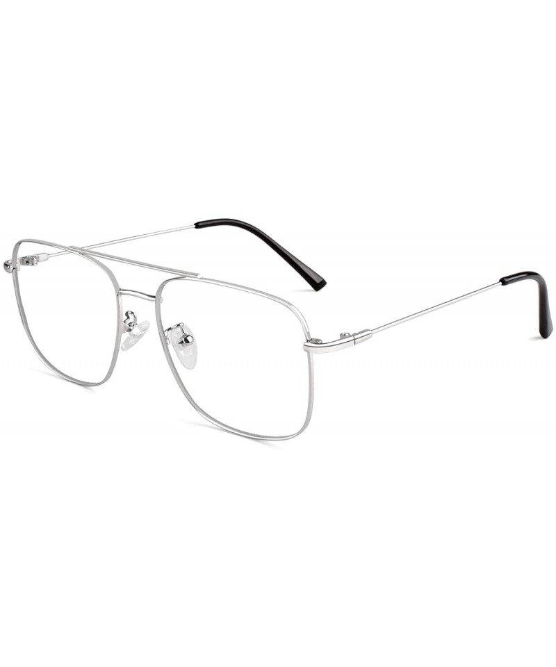 Aviator Clear Lens Non Prescription Glasses Metal Frame Pilot Eyewear Men Women P50 - 1 Silver - CF18A0XO07I $13.79