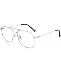 Aviator Clear Lens Non Prescription Glasses Metal Frame Pilot Eyewear Men Women P50 - 1 Silver - CF18A0XO07I $21.42
