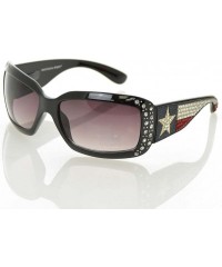 Rectangular Sunglasses Womens Texas Lone Star State Flag Western Rhinestone UV400 - Black - C411Y7DMNIF $19.63