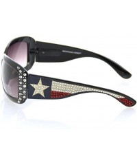 Rectangular Sunglasses Womens Texas Lone Star State Flag Western Rhinestone UV400 - Black - C411Y7DMNIF $19.63