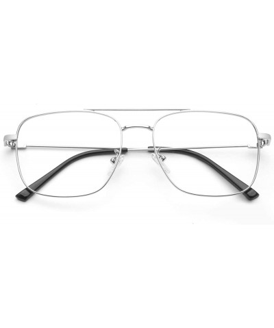 Aviator Clear Lens Non Prescription Glasses Metal Frame Pilot Eyewear Men Women P50 - 1 Silver - CF18A0XO07I $13.79