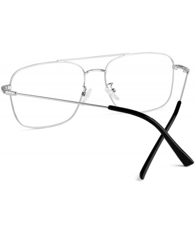 Aviator Clear Lens Non Prescription Glasses Metal Frame Pilot Eyewear Men Women P50 - 1 Silver - CF18A0XO07I $13.79