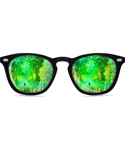 Oversized Polarized Protection Sunglasses - Black Frame/Mirrored Green Lens - C1194R4U2WT $13.76