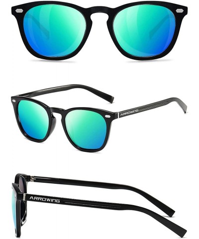 Oversized Polarized Protection Sunglasses - Black Frame/Mirrored Green Lens - C1194R4U2WT $13.76