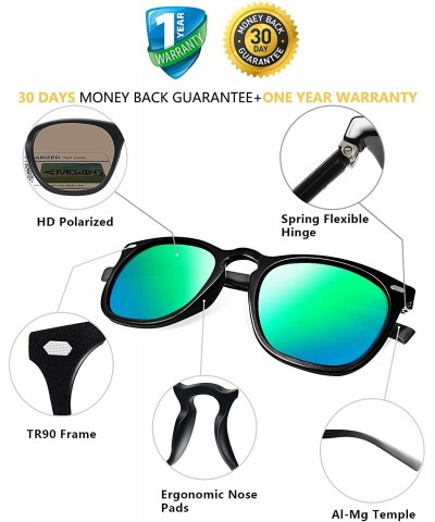 Oversized Polarized Protection Sunglasses - Black Frame/Mirrored Green Lens - C1194R4U2WT $24.50