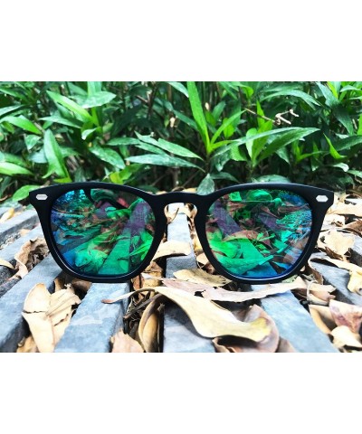 Oversized Polarized Protection Sunglasses - Black Frame/Mirrored Green Lens - C1194R4U2WT $13.76